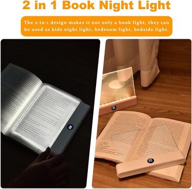 LED Лампа для читання книг Smart Panel з 3 режимами та таймером, нічник на приліжкову тумбочку, USB акумуляторна, біла