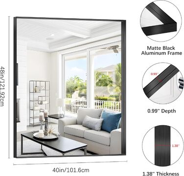 Дзеркало настінне прямокутне без рами 75x75 см, для ванної, спальні, вітальні. Чорний колір. Можливість вертикального та горизонтального кріплення