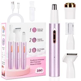 Електричний жіночий бритва ACWOO 4-в-1: для обличчя, носа, під пахвами, в зоні бікіні. USB-зарядка, колір: світло-фіолетовий