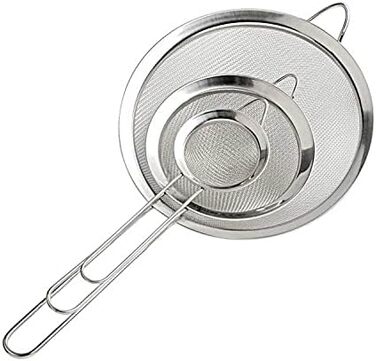 Набір сит для кухні Cymax з нержавіючої сталі (3 шт.) 7/12/18 см - сито для борошна, сито для пасти, посипач цукрової пудри