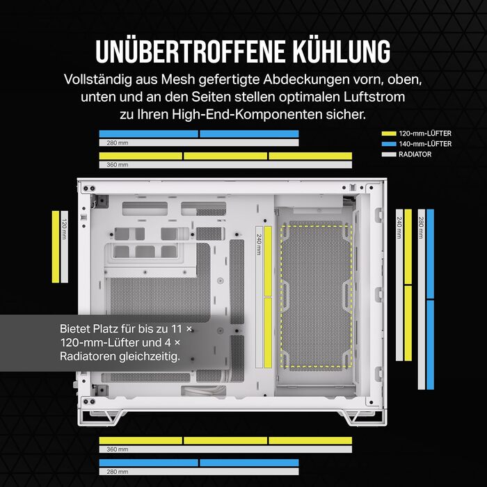 Корпус для ПК CORSAIR 2500D Airflow mATX - білий, без вентиляторів, двокамерний дизайн
