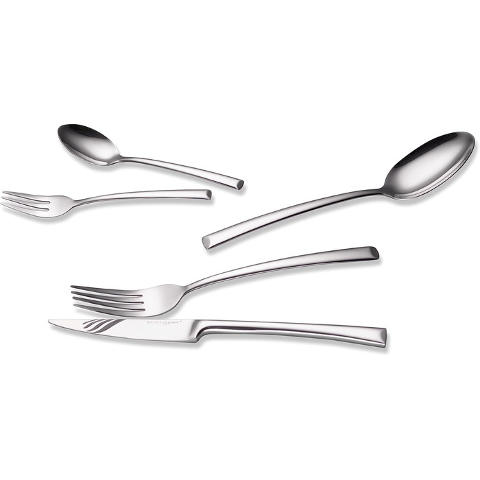 ECHTWERK Avelino Flatware Set, Silver Edition, 20-Piece, Dinner Set for up to 4 People, Stainless Steel 18/10, High-Gloss, High-Quality Cutlery Set, for Dining Table, Table Decoration for Weddings & Festive Tables