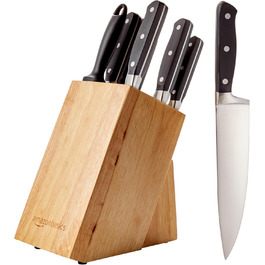 Amazon Basics Premium Knife Block Set - 9 Piece Black Set