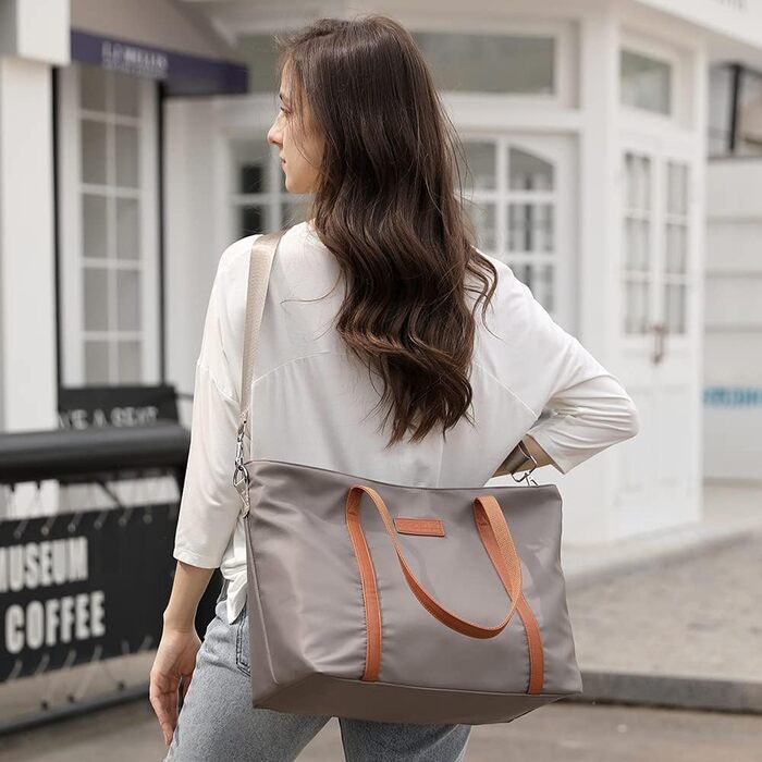 Zhongningyifeng Women's Nylon Crossbody Bag 15.6 Inch Laptop Shoulder Handbag Wallet for Travel Work (Gray)