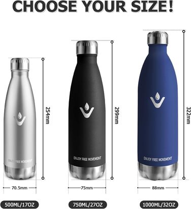 Термос-пляшка 750 мл, нержавіюча сталь, BPA-Free, для спорту та подорожей, з вуглекислим газом, витривала, витік неможливий, для хлопчиків та дівчаток, Outdoor, темно-зелений (750 мл, чорний)