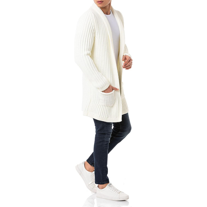 Кардиган чоловічий Redbridge, в'язаний, довгий крій (XL, Екру)