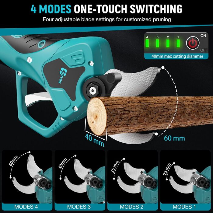 Акумуляторний секатор професійний для Makita 18В, LCD дисплей, діаметр різу до 40 мм, для гілок, кущів і стовбурів (без акумулятора)