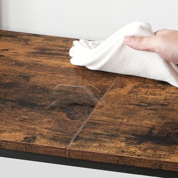 Стельова полиця з розетками, підлогова полиця, полиця пекаря, 35 x 48 x 135 см, 4 гачки S-подібної форми, станція для кавової бару з тримачем для пляшок та гачками, вінтажний коричневий та чорний колір ABRHR23UE01