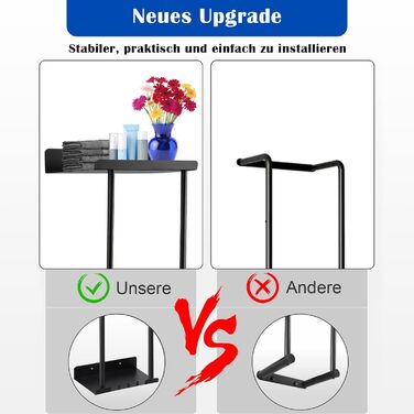 Тримач для рушників без свердління, висувний, чорний. Регульована ширина 38-75 см, з полицею для зберігання. Для ванної кімнати.
