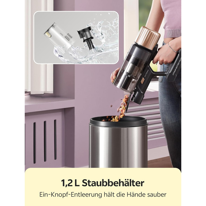 Бездротовий пилосос Ultenic U15 з акумулятором, 50000Pa, 580W, 65хв, GreenEye, антизаплутувальна щітка, телескопічна труба, для килимів, твердих поверхонь та шерсті тварин, золотий