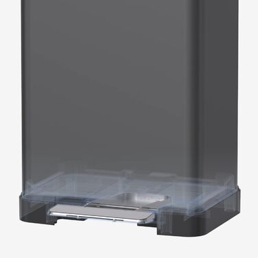 Смітник на 50 літрів з контейнером, повільно закривається, захист від відбитків пальців, велика нержавіюча сталь, кухонний смітник прямокутної форми, для дому та офісу, сірий, 50L