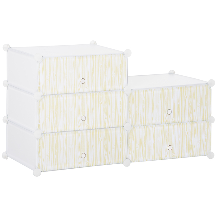 HOMCOM Shoe Rack Plastic Shelf for 6 Pairs of Shoes Shoe Box for Entryway DIY Stackable Shelf Shoe Storage White 49 x 36.5 x 108 cm | Aosom