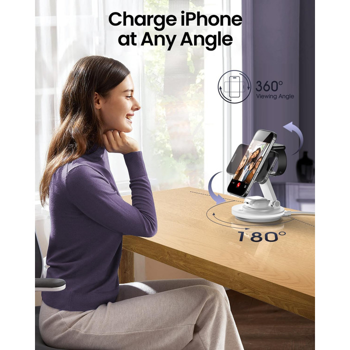 Зарядний пристрій MagSafe 3-в-1, складаний, для Apple Watch, iPhone та AirPods (білий)