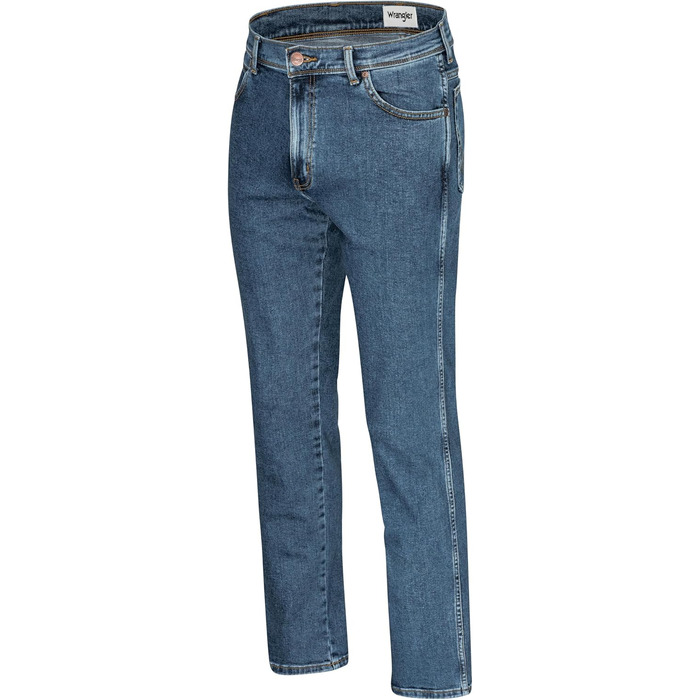 Джинси чоловічі Wrangler Texas Regular Fit Authentic Straight, еластичні, Stonewash, з ременем (36W/36L, коричневий)