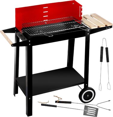 Five-Star Grill&Chill Charcoal Grill - Garden Grill, Chrome Rost 50 cm × 26.5 cm, Two Transport Wheels, GC0010