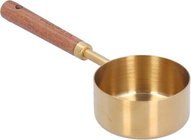 Yomiyuyr Measuring Cup Set and Wood, Stainless Steel, 4 Measuring Cups, 4 Measuring Spoons, for Kitchen Use, Ergonomic Design, 16.2oz