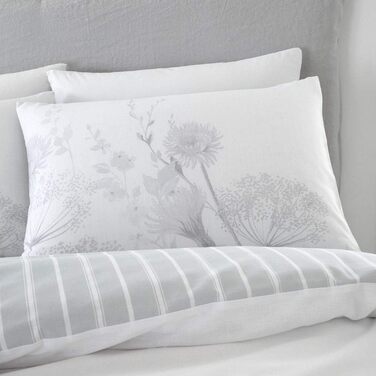 Комплект постільної білизни Catherine Lansfield Meadowsweet Floral (135x200 см, 80x80 см) Білий/Сірий (Super King)