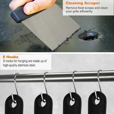 Набір аксесуарів для гриля Grilljoy Plancha: набір для Blackstone, прес для Smash Burger, лопатка, дзвоник, 28 предметів. Підходить для тепаньякі та вогняної плити.