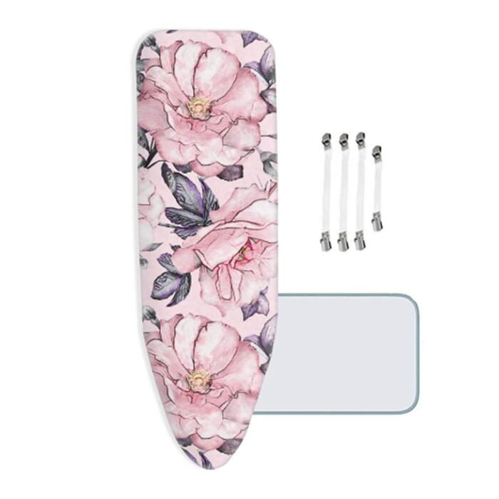 Чохол для прасувальної дошки XL/XXL, 160x60 см, 100% бавовна, рожеві квіти, з підкладкою 5 мм, для прасок з парою