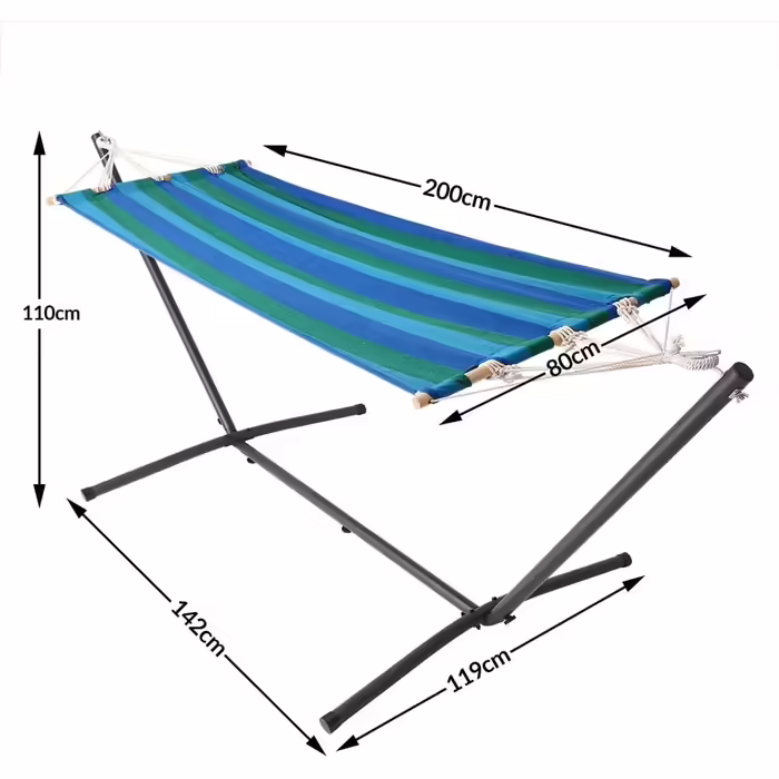 DETEX® Hammock with Stand - Durable, Robust, Portable, Outdoor Hammock, Travel Hammock, Camping Hammock, Garden, Balcony, Blue