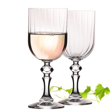 Набір з 6 витончених келихів для білого вина 'Прага' 320 мл, Crystalline скло, стійке до миття в посудомийній машині, вінтажний стиль, прозорі