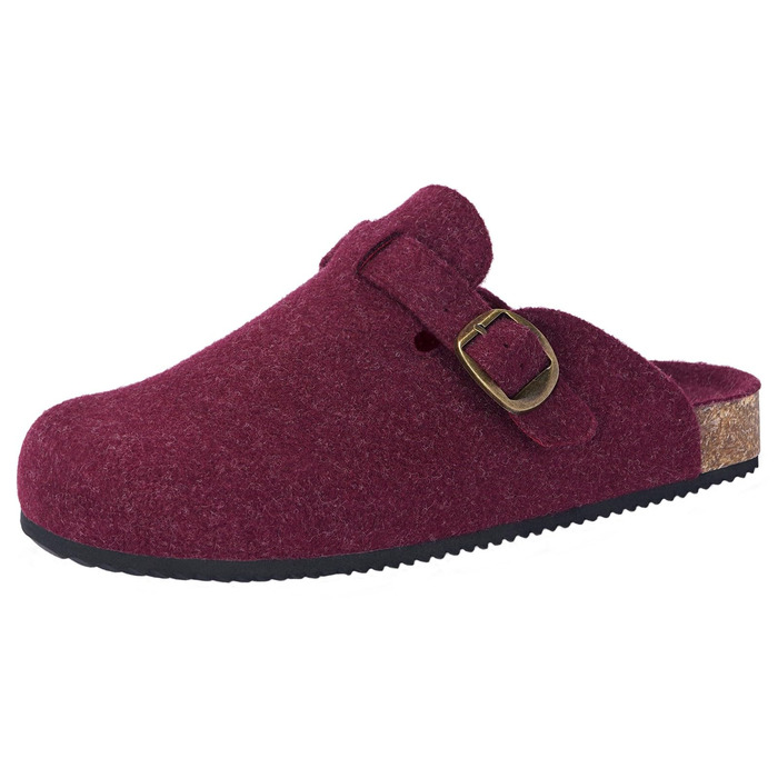 Тапочки халатні жіночі Dokela зимові, утеплені, чоловічі, з повстю, з корковим устілкою, шльопанці, мокасини, антиковзаючі, зручні, шкіряні, червоні (41 EU)