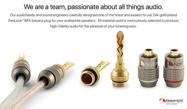 Бананові роз'єми Nakamichi FanLock Excel-Serie, 24K позолочені BFA коннектори для акустичних кабелів 10-18 AWG, 4 мм, для Hi-Fi стерео та домашнього кінотеатру, 4 шт (2 пари)