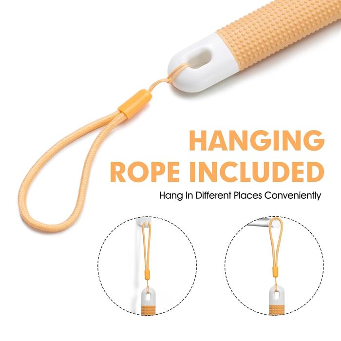 Щітка для душу з антиковзним покриттям, довга ручка з жорсткою та м'якою щетиною, для миття тіла, пілінгу та скрабу спини, помаранчевого кольору