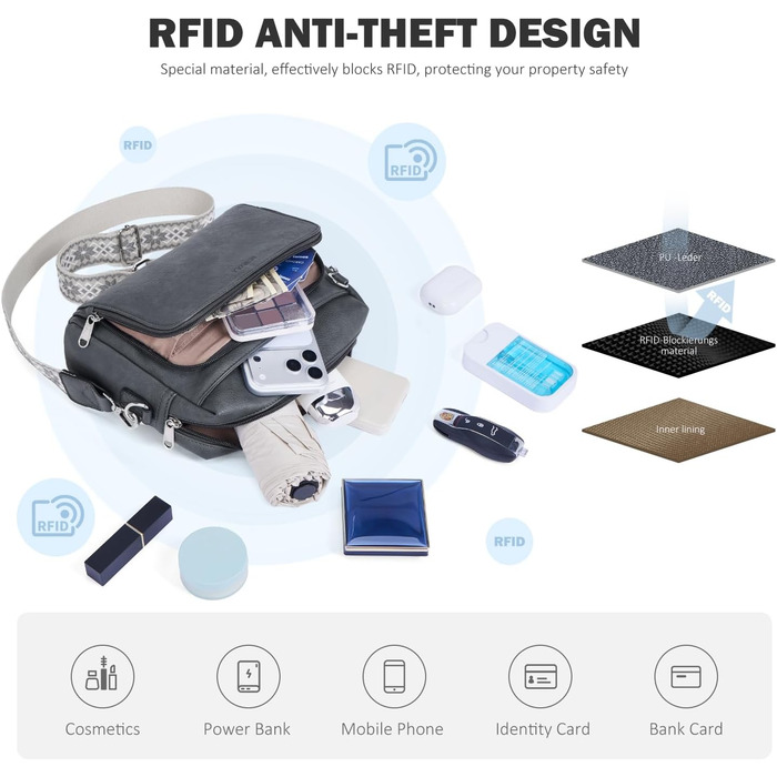 Сумка жіноча через плече MUIIKOLA кросбоді, екошкіра, регульований ремінець, темно-сіра (C-dunkelgrau)