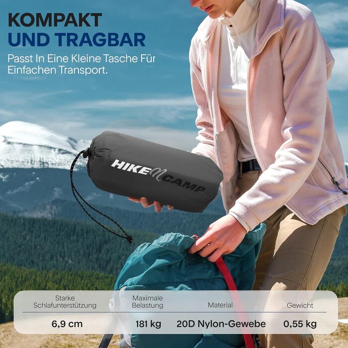 Спальні килимки та спальні мішки SereneLife – водонепроникні та міцні, для кемпінгу, трекінгу та відпочинку на природі (сірий)