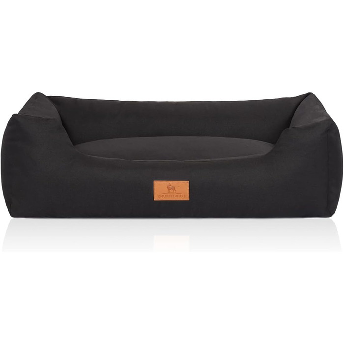 Ліжко для собак Knuffelwuff Lotte з велюру, знімний чохол, пране, XXL 120x85 см, для великих, середніх і малих собак, чорне