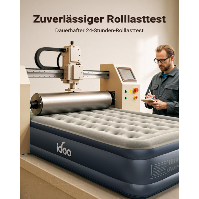 Надувний матрац iDOO для 2 осіб з електричним насосом, 152x203x46 см, для кемпінгу та гостей