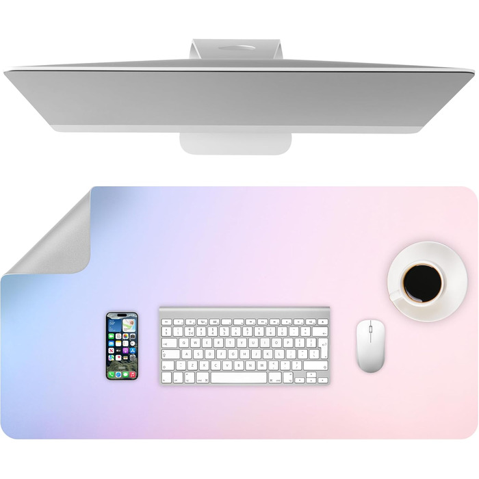 Килимок на стіл з шкіри, антиковзаючий, великий 80x40 см, багатофункціональний, для офісу та дому, лавандово-блакитний