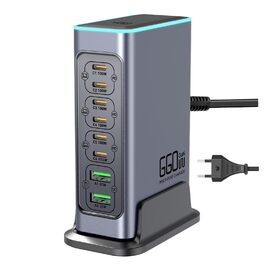 Зарядний пристрій USB 240W, 6 портів: 4xUSB + 2xUSB-A для MacBook, iPad, iPhone, Samsung (швидка зарядка)