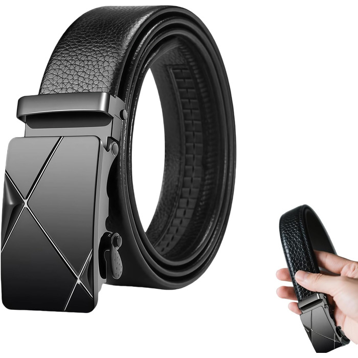 Чоловічий шкіряний ремінь автоматичної застібки без отворів, 35 мм, регульований, для ділових костюмів та джинсів, з антицарапинною пряжкою, елегантний дизайн