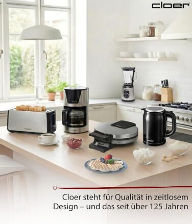 Електричний чайник Cloer 4511 з нержавіючої сталі, 2200 Вт, індикатор рівня води, захист від сухого кипіння та перегріву, 1 літр, чорний