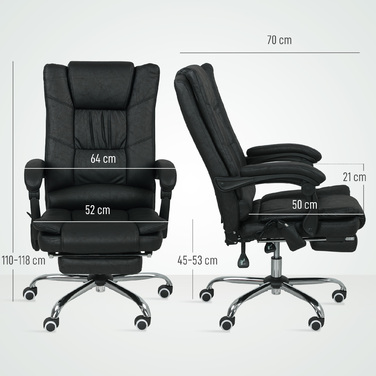 Vinsetto Office Chair with Vibration Massage, Ergonomic Executive Chair with Lumbar Warmer, Reclining Function, Footrest, Adjustable Height Desk Chair, Swivel Chair with Side Pocket, Black | Aosom