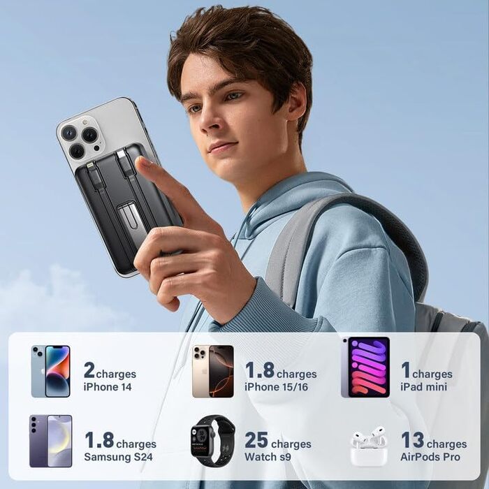 Powerbank MiniMag Ultra Slim з MagSafe, 5000mAh, Швидка зарядка, Type-C 20W