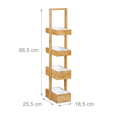 Relaxdays Bamboo Bathroom Shelf with 4 Shelves