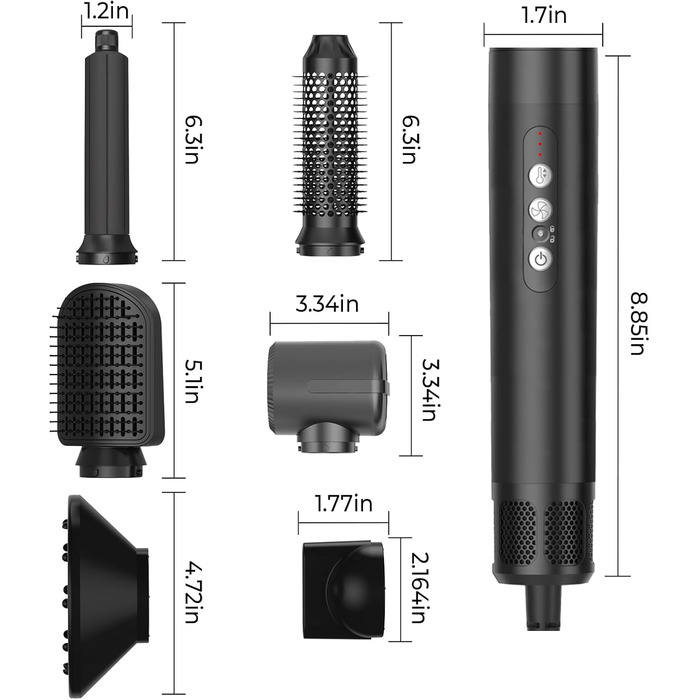 UKLISS Airstyler Pro 7-в-1: фен, стайлер, локони, випрямлення. Без екстремального нагріву, чорний/білий золотий