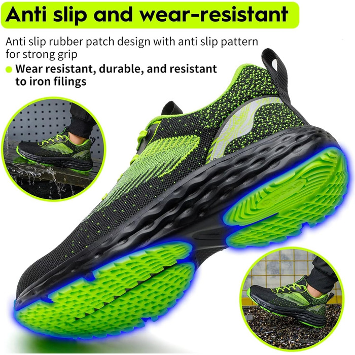 Зручні захисні черевики ISOOUS для чоловіків та жінок. Легкі, дихаючі, з металевим капаком, неслизькі. Розмір 45 EU.