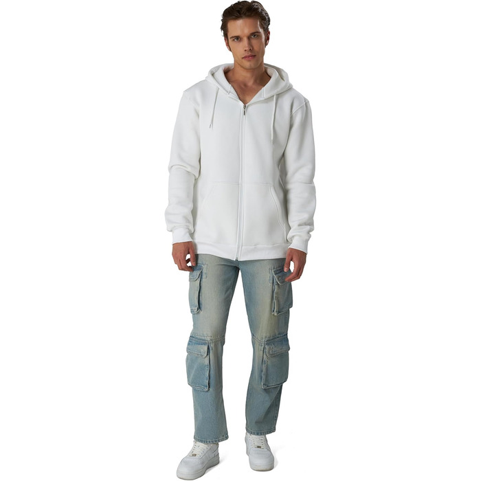 Світшот з капюшоном Smith & Soo для чоловіків – спортивна куртка, толстовка з капюшоном, бавовняна суміш (XXL, білий)