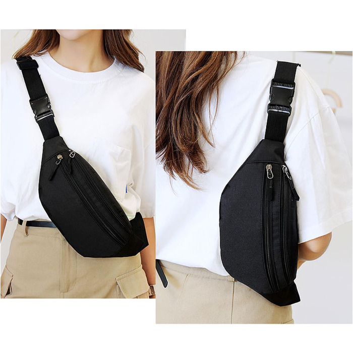 Чоловіча/Жіноча поясна сумка на пояс, бананка з PU шкіри, водонепроникна, чорна. Спортивна, для подорожей, фестивалів, бігу, хайкінгу