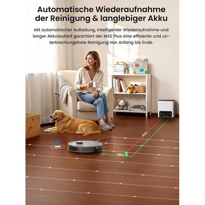 Робот-пилосос LEFANT M1: Мапірування, вологе прибирання, No-Go зони, 5500Pa, керування через додаток/Alexa, білий