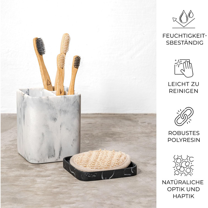 Тримач для зубних щіток ZCCZ для ванної кімнати - керамічний, квадратний, для електричної зубної щітки, білий, під косметику та бритву