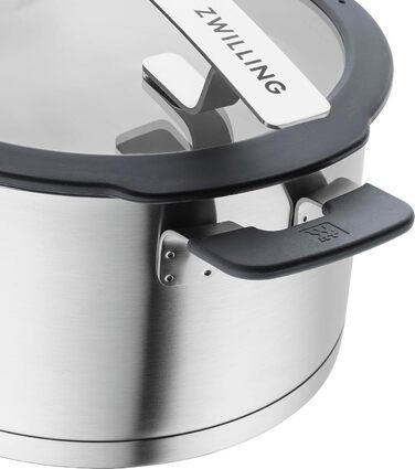 Набір каструль ZWILLING Simplify 5 предметів з кришкою-ситом, скляною кришкою, індукційне дно, нержавіюча сталь, срібно-чорний