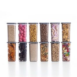 Набір контейнерів для зберігання продуктів [12 шт] Anthrazit, 1500 мл - Складні, економія місця, герметичні, для кухні