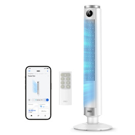 Вентилятор підлоговий DREO Smart 102-114 см з пультом, тихий DC-мотор, 9 режимів, 4 режими роботи, 90° осциляція, таймер 12 год для дому та офісу, білий