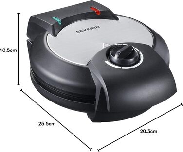 Severin Black Line Heart Waffle Maker - PFAS-Free Coating, Indicator Light, Cord Storage, 1000W