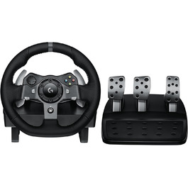 Руль Logitech G920 Driving Force для Xbox Series X/S, Xbox One, PC: двомоторний Force Feedback, 900° кут повороту, шкіряне кермо, регульовані педалі, чорний